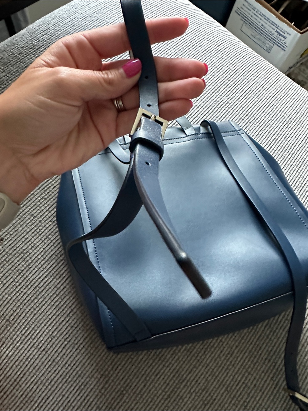 kate spade navy blue leather backpack - Picture 8 of 12